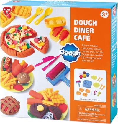 Playgo boerderij kleiset met dieren - 6 potjes klei en accessoires.