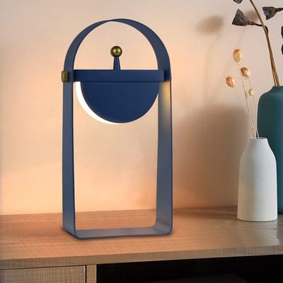 NETTLIFE Tafellamp LED - Blauw - draagbaar Nachtlampje - 3000K Warm Wit Licht - met oplaadfunctie - helderheid instelbaar - sfeerlicht op batterijen - voor Slaapkamer | Café | Camping | Woonkamer