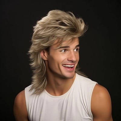 HAIRJOY Synthetisch Haar Mullet Pruiken voor Mannen 70s & 80s Kostuumfeest Synthetische Pruiken 12inches brown