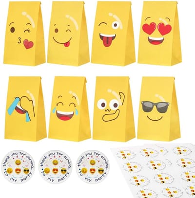 Dailygoods- Geschenkzakken 48 Stuks - Papieren Zakjes - Kraftpapier - Snoepzakken - Verjaardag - Bruiloft - Met Stickers - Cadeauzakjes