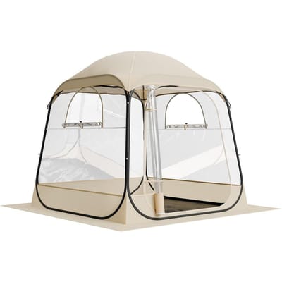 Tente Sportive Pop-up, Tente Bulle Transparente 1,83x1,83 m pour 2-4 Personnes, Pod Extérieur Imperméable avec Tapis de Sol et Housse Supérieure, Tentes Dôme Igloo de Jardin Camping