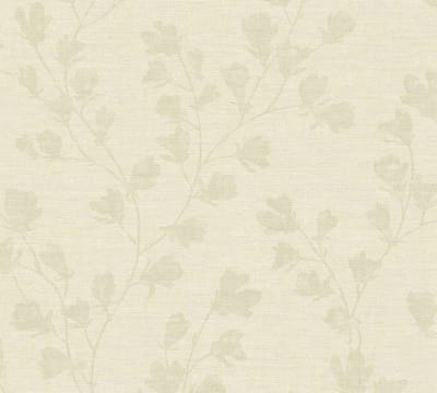Bloemen behang Profhome 387475-GU vliesbehang hardvinyl warmdruk in reliëf licht gestructureerd met bloemmotief mat crème grijs 5,33 m2