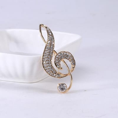 Broche Note Strass Créative Simple Badge de Costume Épingle Décorative Bijoux Mode Tempérament Épingle de Col