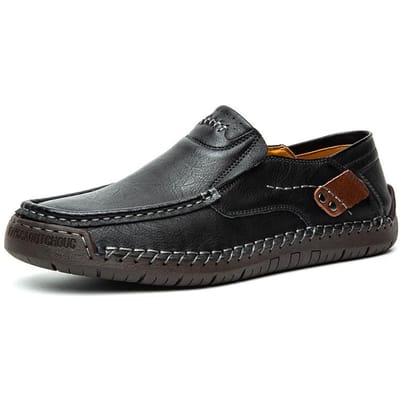 Handgemaakte Leren Casual Heren Zachte Schoenen Design Sneakers Man Comfortabele Leren Schoenen Heren Loafers Mocassins Rijschoen 44 zwart