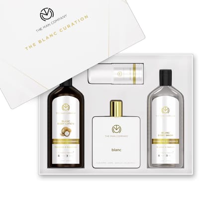 The Man Company Blanc Cadeaubox voor Mannen met Blanc Parfum, Roll-on Deo, Bodylotion & Douchegel | Langdurige Geur Voor Mannen | Hydrateert, Verjongt white