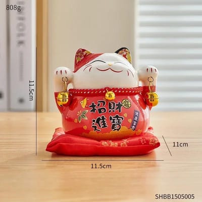 Schattige Creatieve Maneki Neko Miniatuur Huisdecoratie Woonkamer Accessoires Kantoor Winkel Ingang Decoratie Handwerk Gelukskat brown