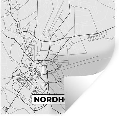 Muurstickers - Sticker Folie - Duitsland - Stadskaart - Plattegrond - Nordhorn - Kaart - 100x100 cm - Plakfolie - Muurstickers Kinderkamer - Zelfklevend Behang XXL - Zelfklevend behangpapier - Stickerfolie