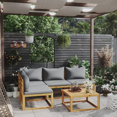 vidaXL - 5-delige - Loungeset - met - kussens - massief - acaciahout