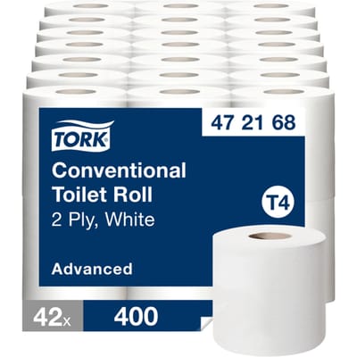 Tork Toiletpapier 472168 42rollen VOORDEELBUNDEL T4 Advanced 2 laags wit 400vel à 42 rol (472168)