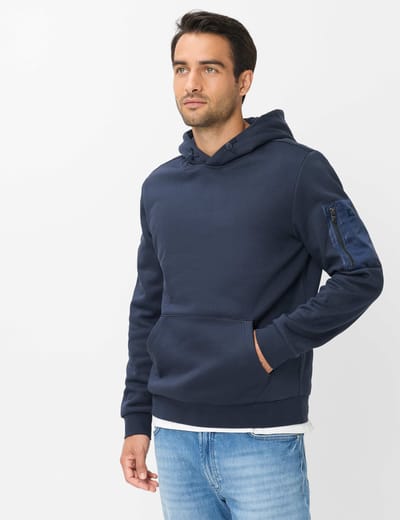 Brax Heren Hoodie  Style SULLIVAN night blue, donkerblauw, maat M