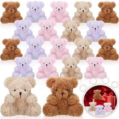 12-4s Mini Pluche Beren 4 Inch Kleine Beer Knuffeldier Speelgoed Kleine Pluizige Beer Zachte Beer Knuffelpop voor Verjaardagsuitjes 12 PCS veelkleurig