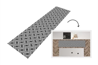 Keukenloper - Loper keuken - Patroon - Grijs - Geometrisch - 200x50 cm - Keukenloper vinyl