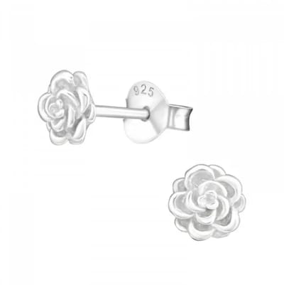 La Rosa Princesa Mini Roos Oorbellen Zilver - 6mm - Kleine bloem Oorknoppen