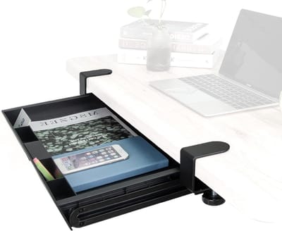 Verstelbaar Toetsenbord Lade - Onder Bureau Lade - Werkplek Organiseren - Montage Zonder Boren - 50.8 x 29.2cm - Zwart