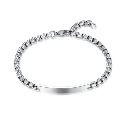 Twice As Nice Armband in edelstaal, rechthoekige schakels, plaatje 21cm