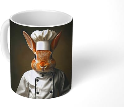 Mok - Koffiemok - Konijn - Kok - Dier - Mokken - 350 ML - Beker - Koffiemokken - Theemok