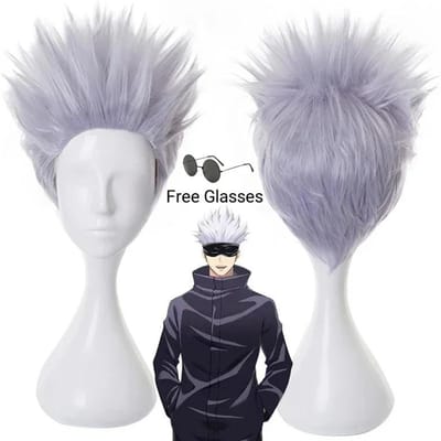 Anime Jujutsu Satoru Gojo Cosplay Kostuum Ooglapje Pruiken Gratis Bril Halloweenfeest Mannen Vrouwen M white