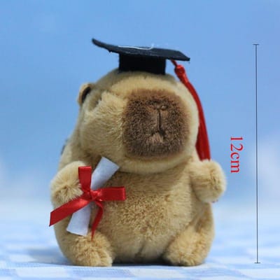 Afstudeerbeer Pluche Pop Doktershoed Capybara Pluche Speelgoed Afgestudeerde Capibala Pluche Beest Schattig Knuffeldier Cartoon Afstudeercadeau beige