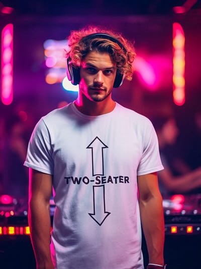 Shirt - Two seater - Wurban Wear | Grappig shirt | Leuk cadeau | Unisex tshirt | Meme shirt | Vaderdag | Dirty shirt | Wit