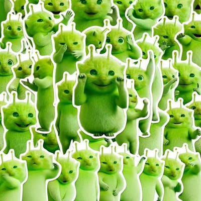 80 stuks Set Groene Buitenaardse Kat Stickers Cartoon Laptop Bagage Scrapbook Dagboek Graffiti Sticker Speelgoed groen