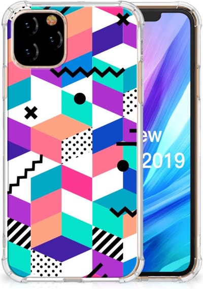 TPU Case Anti-Shock voor Apple iPhone 11 Pro Shockproof Case Blokken Kleurrijk