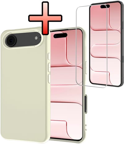 Hoesje - Met Screenprotector - Geschikt voor Apple iPhone Air - Sterk & Shockproof - Back Cover - Siliconen Case - Telefoon Hoes - Wit