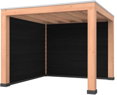 Douglas overkapping, 300 x 300, met zwarte achterwand en zijwand, Westwood Modern Plus