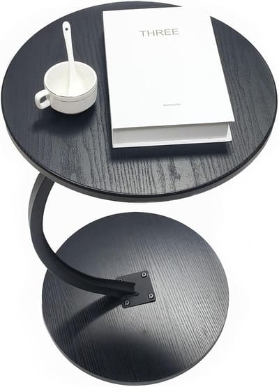 Houten Bijzettafel Rond 40 cm - Ruimtebesparende C-vormige Tafel voor Woonkamer en Kantoor