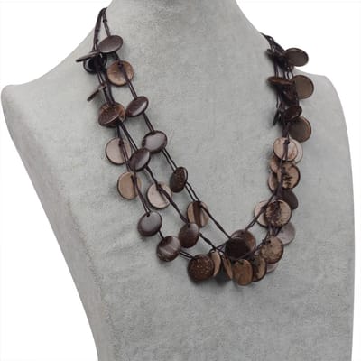 Femme Bohème Coquille De Noix De Coco Tissage Collier De Perles Pendentif Orange as described café