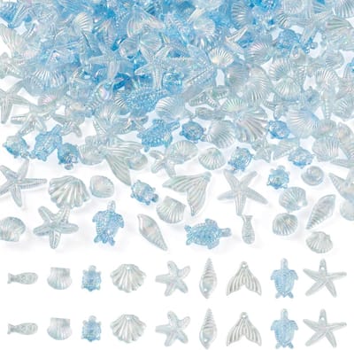 Kralen Transparante Acrylische Kralen met Oceaanthema Zeeleven Spacerkralen in Bulk voor het Maken van Sieraden, Armbanden, DIY-knutselen, Blauw
