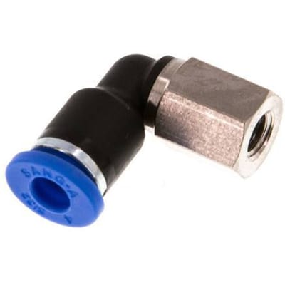 4mm x M 5 90 graden L-verbinding Messing/PA 66 Insteekfitting Binnendraad Draaibaar NBR [2 Stuks]