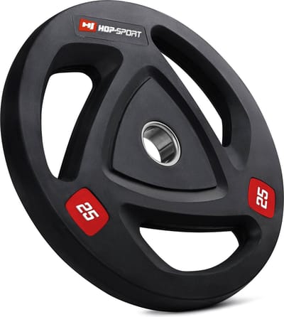 Hop-Sport Olympische Halterschijf 25 kg - Hoogwaardig Gietijzeren Gewicht Met Rubber Coating Voor Bescherming - 50 mm Boring - Geschikt Voor Halterstangen En Krachtapparatuur In Je Home Gym