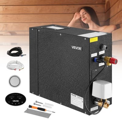 VEVOR stoomgenerator, 7,5 kW stoomgenerator, stoomdouchesysteem met bediening voor sauna, bad, spa, commerciële automatische afvoerset met oververhittings-, droogloop- en overdrukbeveiliging, zwart