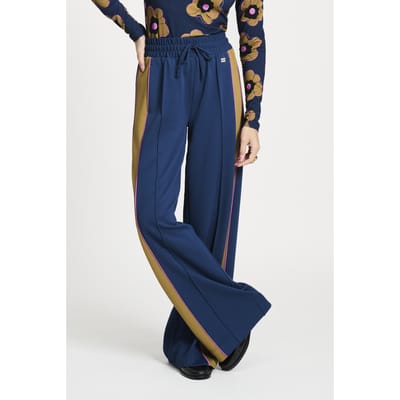 POM Amsterdam Pants - Colourblock Nightfall Blue Größe: 44 | Ausgestellte Hosen Outlet | Damen | Blau