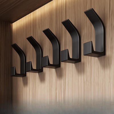 5-delige wandhakenset zonder boren - Veelzijdige klevende haken voor slaapkamer, keuken en badkamer - Duurzaam ABS-materiaal 5pcs zwart