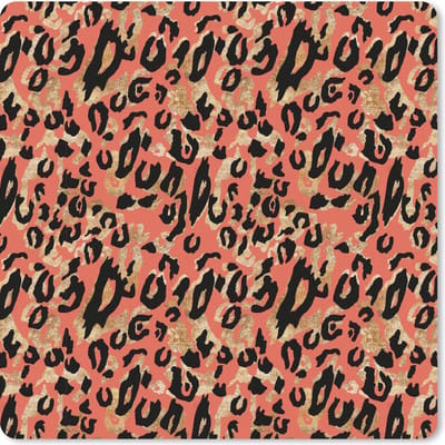 Muismat 20x20 cm - Mousepad Roze - Panterprint - Goud - Luxe - Muismatten