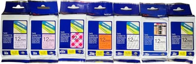 7 x ORIGINELE Brother Tze-tape 12mm MIX van 7 verschillende Kleuren SALE AANBIEDING
