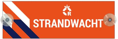 Strandwacht autobordje met boorgaten en zuignapjes | gecoat dibond materiaal | 21 x 7 cm