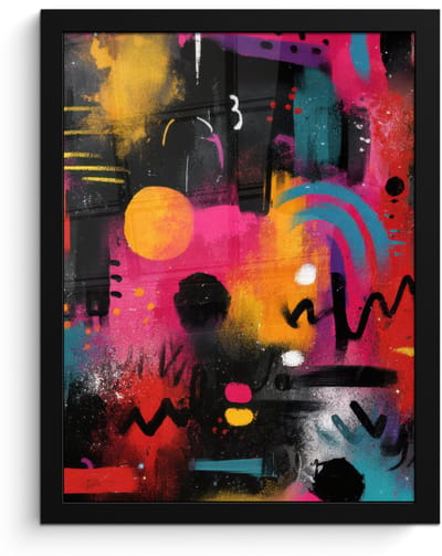 Poster in lijst - Fotolijst 30x40 cm - Posters - Kleurvlakken - Vormen - Kleurrijk - Abstract - Posterlijst zwart - Decoratie - Wanddecoratie woonkamer - Muurdecoratie slaapkamer