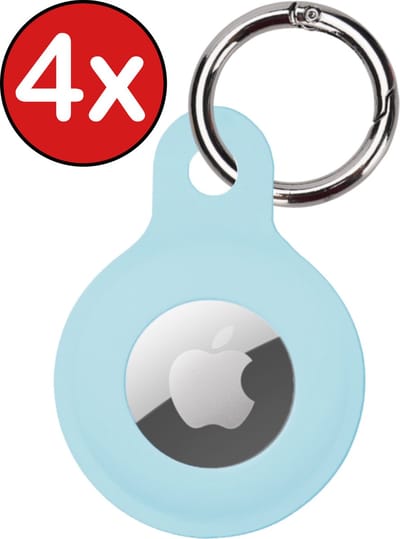 Hoesje Geschikt voor Apple AirTag Sleutelhanger Hoesje Siliconen Hanger - Hoesje Geschikt voor Apple AirTag Hanger Sleutelhanger Hoesje - Lichtblauw - 4 PACK