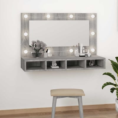 vidaXL - Spiegelkast - met - LED-verlichting - 90x31,5x62 - cm - grijs - sonoma