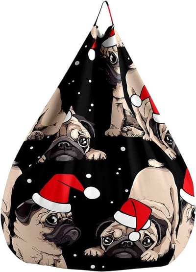 Zitzakhoes - Opbergzak - Speelgoed Opbergen - 2-in-1 functie - 80x90cm - Kerst Puppy