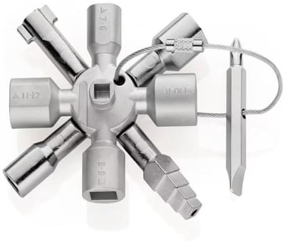Ynkkvre – Schroevendraaierset – 10-in-1 multifunctionele schroevendraaierset van koolstofstaal – draagbaar universeel gereedschap voor besturingskasten, lift kruissleutel, watermeter, kleppen – met vierkante/driehoekige gaten en boorbitjes