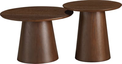Bronx71® Salontafels Ash set van 2 Ø50 en Ø62 cm rustiek eiken - Salontafel rond