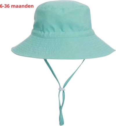 Bovista Zonnehoed - Reishoed - UV Beschermende Hoed - Bucket Hat - Festival - Pet - Hoedje Voor Baby - Hoofdbescherming - Blauw Groen - 3-36 Maanden