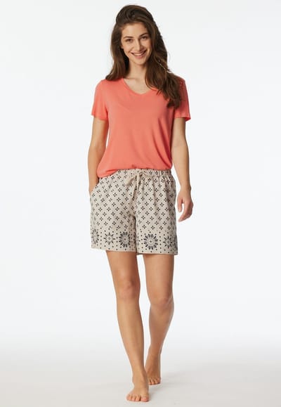 Schiesser Broek kort ikatpatroon grijs jaspé - Mix+ Relax - Small