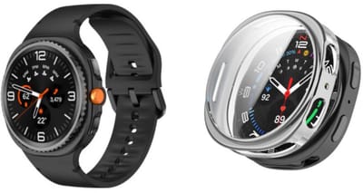 Strap-it Bundel: Siliconen bandje met gespsluiting (zwart) + TPU Soft case hoesje (zilver) – stijlvol & beschermend – geschikt voor Galaxy Watch 8 – 44mm