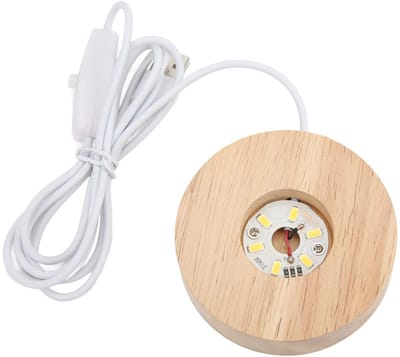 Store_9 - LED-lampvoet - Houten voet - Elegante lampvoet - Warmlicht - USB-interface - Geschikt voor bolvormige lampen - 2x2 cm