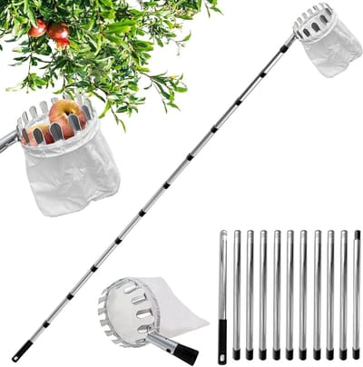 Telescopische Fruitplukker 4.2 m met Verstelbare Handgreep voor Appels, Peren en Citroenen, Ideaal voor het Plukken van Fruit in de Tuin