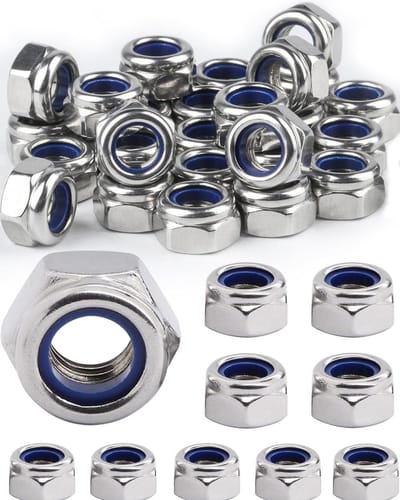 Dailygoods- Borgmoeren Set van 45 - Zeskantmoeren - Zelfborgende Moeren - Roestvrij Staal - Hoogwaardige Sterkte - Nylon Inzetstukken
